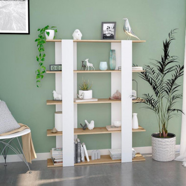 ESTANTER&Iacute;A DE 5 BALDAS 136X108X28CM BLANCO ARTIK ROBLE NODI MOMI