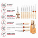 Juego de Cuchillos con Soporte de Madera LARRYHOUSE 13 Pcs