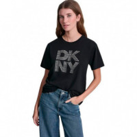 Camiseta Rhinestone lo Go Relaxed Fit  DKNY