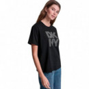 Camiseta Rhinestone lo Go Relaxed Fit  DKNY