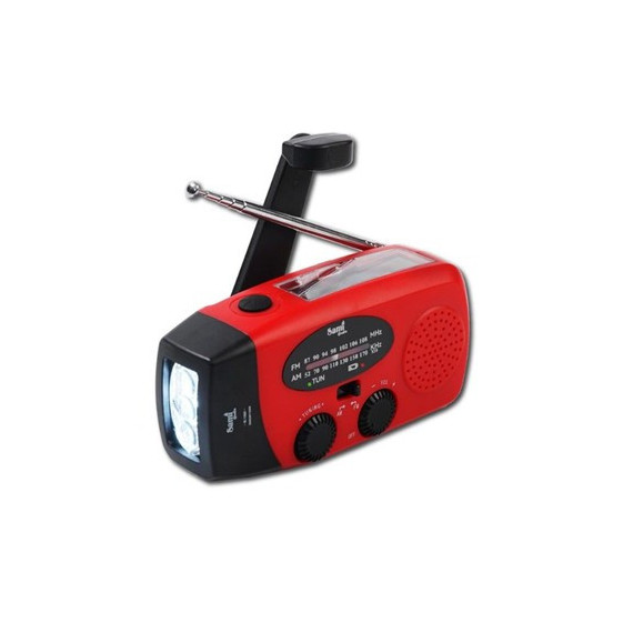 SAMI Radio Portatil Solar AM/FM RS-11860 Recargable  Con Dinamo,Linterna Sirena SOS Usb Verde/Roja
