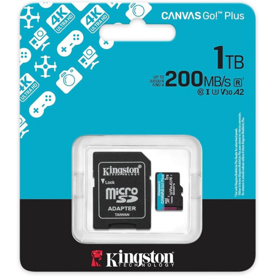Tarjeta de Memoria Kingston Micro SDXC 1TB Clase10 UHS-I 200MB/s A2 U3 V30