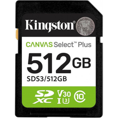 Tarjeta de Memoria Kingston Canvas Select Plus SD 512GB Class 10 UHS-I