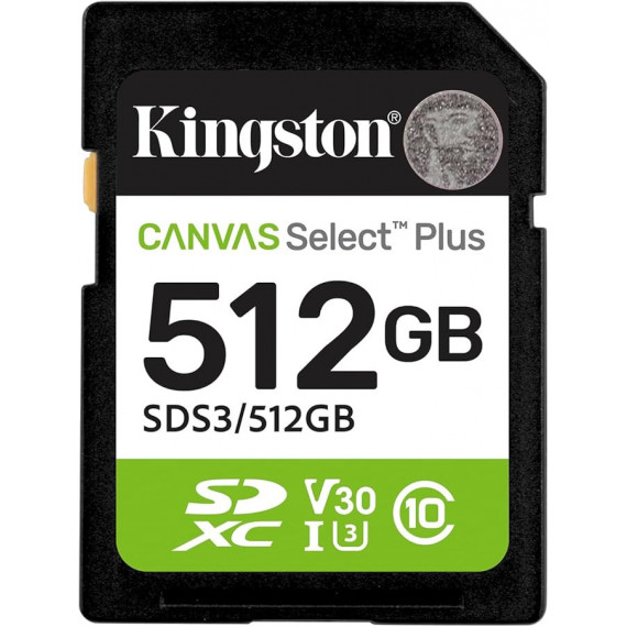 Tarjeta de Memoria Kingston Canvas Select Plus SD 512GB Class 10 UHS-I