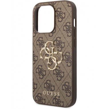 GUESS Carcasa Iphone 14 Pro Max Trasera 4G Marron Con Logo