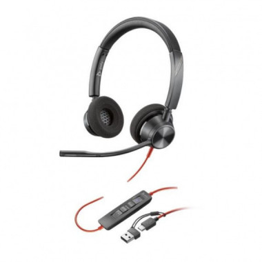 HP POLY AURICULAR BLACKWIRE 3320 CON CERTIFICACION MICROSOFT TEAMS USB-C + ADAPTADOR USB-A