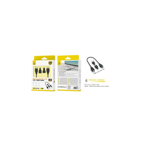 Onelus Cable HDMI M/m con Adaptador Mini Hdmi/micro HDMI NB1824  ONE PLUS