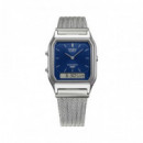 CASIO AQ-230EM-2A | Vintage – Reloj Analógico-Digital Correa Milanesa Esfera Azul