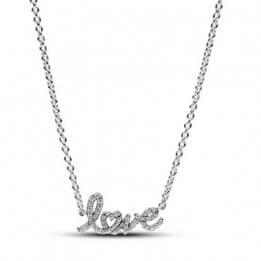 PANDORA Collar Love Escrito a Mano Brillante 393076C01