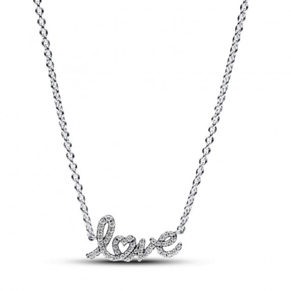 PANDORA Collar Love Escrito a Mano Brillante 393076C01