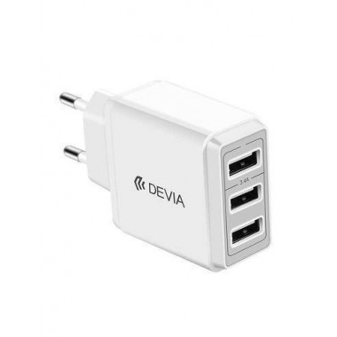 DEVIA Cargador de Red 3XUSB 3.4AMP Blanco