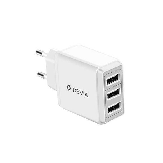 DEVIA Cargador de Red 3XUSB 3.4AMP Blanco
