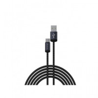 DEVIA Cable Datos Tipo C a USB 2A Nylon Negro 1MTR