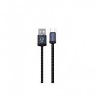 DEVIA Cable Datos Tipo C a USB 2A Nylon Negro 1MTR