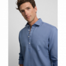 Polera silbon lino azul