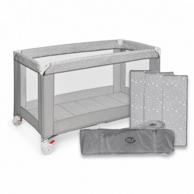 Cuna De Viaje Basic Gris Estrellas