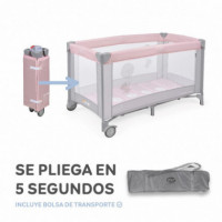 Cuna de Viaje Rosa-gris  MS
