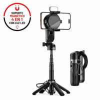 Soporte Selfie Magnético SS24 (lw) con Trípode, Luz Led y BLUETOOTH XO
