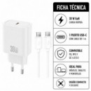 Cargador Rápido 30W USB C con Cable Tipo C Blanco XO