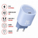 Cargador Rapido L143 (eu) Pd 20 W con Cable Usb-c Azul XO