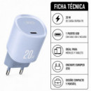 Cargador Rapido L143 (eu) Pd 20 W con Cable Usb-c Azul XO