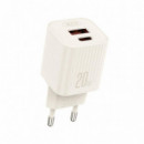 Cargador Rápido Usb-c Pd 20W L147 con Usb-a + Cable Usb-c Beige XO
