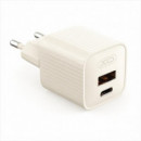 Cargador Rápido Usb-c Pd 20W L147 con Usb-a + Cable Usb-c Beige XO