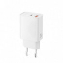 Cargador Rápido 20W USB a + USB C Blanco XO