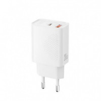 Cargador Rápido 20W USB a + USB C Blanco XO