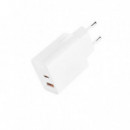 Cargador Rápido 20W USB a + USB C Blanco XO