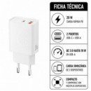 Cargador Rápido 20W USB a + USB C Blanco XO