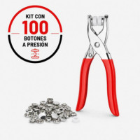 Kit Tenaza Grimpadora TS10 para Botones a Presión Metálicos 100 Pcs XO