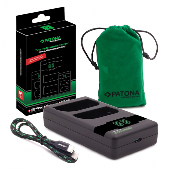 PATONA Cargador Premium Twin para Batería Canon LP-E6 - Compatible con Usb-c Pd/qc 161924