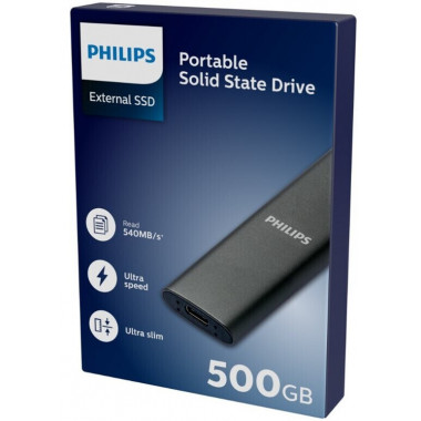 PHILIPS Disco Duro Externo  SSD500GB Usb-c Ultra&nbsp;slim