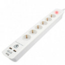 TM ELECTRON Base Múltiple 6 Tomas 2 USB