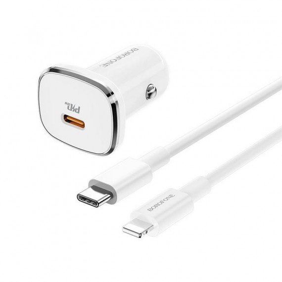 BOROFONE BZ12B Cargador Coche Usb-c 18W con Cable Lightning