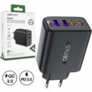 ACEFAST A61 Cargador Usb-c PD45W Gan 2X Usb-c + 2X Usb-a Negro