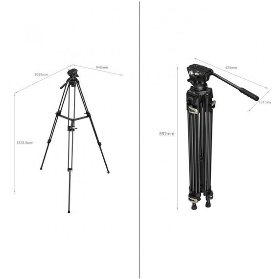 SMALLRIG Trípode de Video Profesional con Cabezal Fluido AD-01
