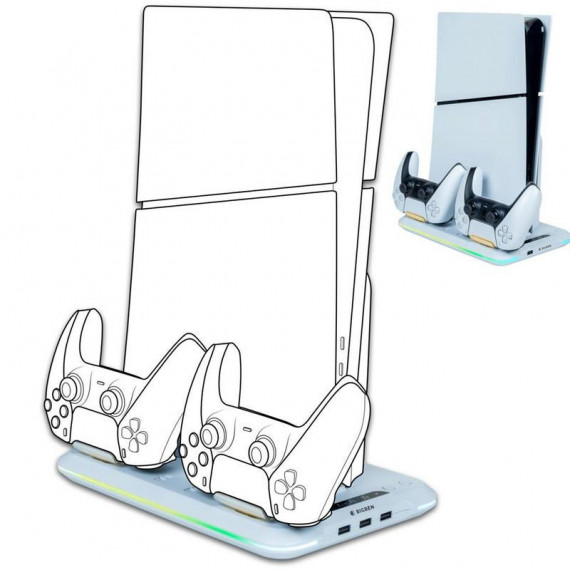 NACON Base Vertical con Ventilador y Cargador Dual para PS5 Slim