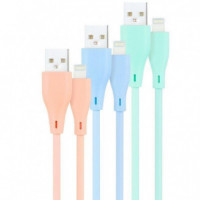 NANOCABLE Cable Lightning a USB 2.0 1M (3 Unidades - Azul, Rosa, Verde) - Guanxe Atlantic Marketplace