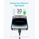 ANKER 322 Cable Usb-c a Lightning Trenzado 0.9M 30W Negro