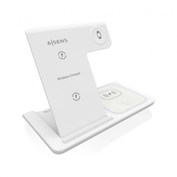 AISENS Base Cargador Inalámbrico 3 en 1 Blanco