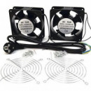 POWERGREEN Kit de Ventilación Doble para Armario Rack 12CM