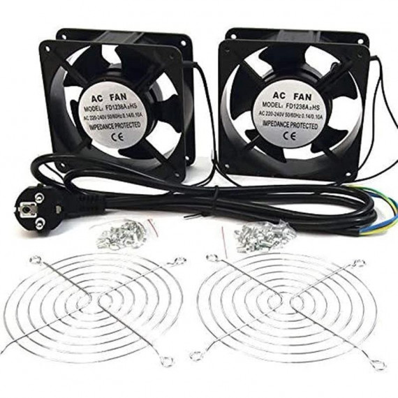 POWERGREEN Kit de Ventilación Doble para Armario Rack 12CM