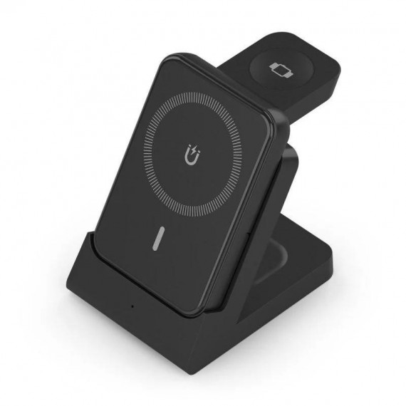 AISENS Base Cargador 4 en 1 para Smartphone/apple Watch/auriculares Inalámbricos 15W Negro