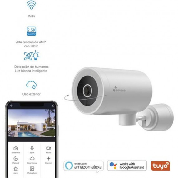 NIVIAN Cámara de Vigilancia Exterior Wifi 2.5K