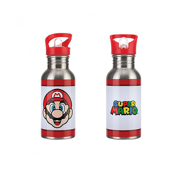 Botella Metálica con Pajita Super Mario 500 ml