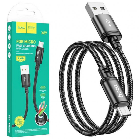 Cable Usb-a a Micro USB HOCO X89 2.4A 1M Negro