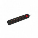 LANBERG Regleta 5 Tomas Schuko con Protección 3M Negra