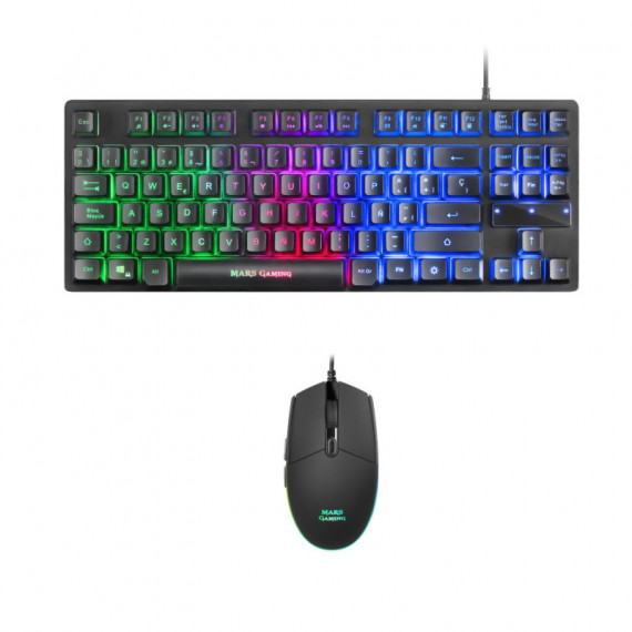 Kit Teclado + Ratón MARS GAMING Led Rgb USB óptico Negro (mcptkles)